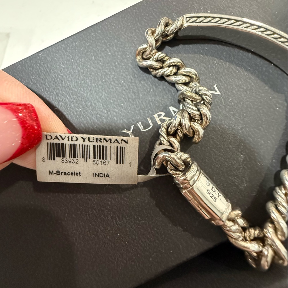David Yurman Full Pave ID bracelet blue sapphire and silver - Picture 3 of 10